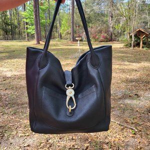 Dooney & Bourke Belvedere Lock Tote Bag Black Leather Red Interior